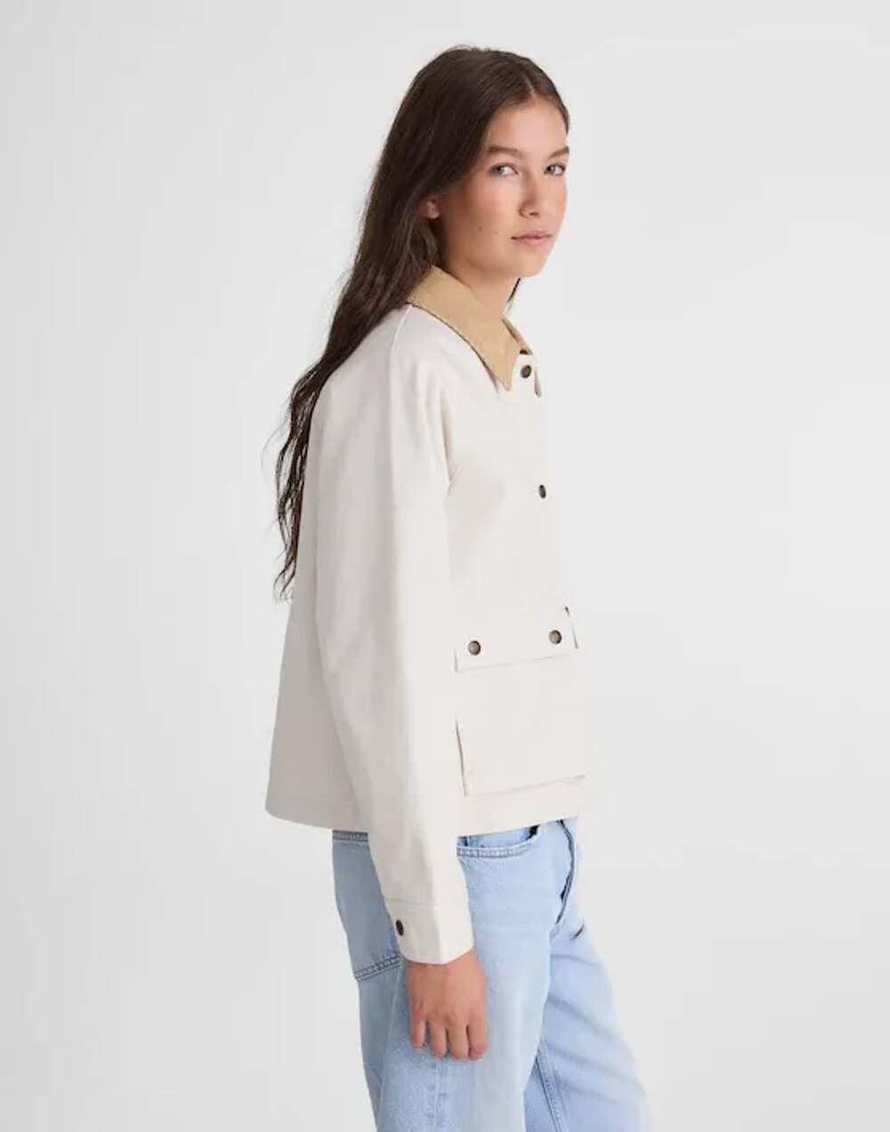 NWOT Madewell The Billie Short Jacket Size M Cream Corduroy Collar Barn - Picture 14 of 15
